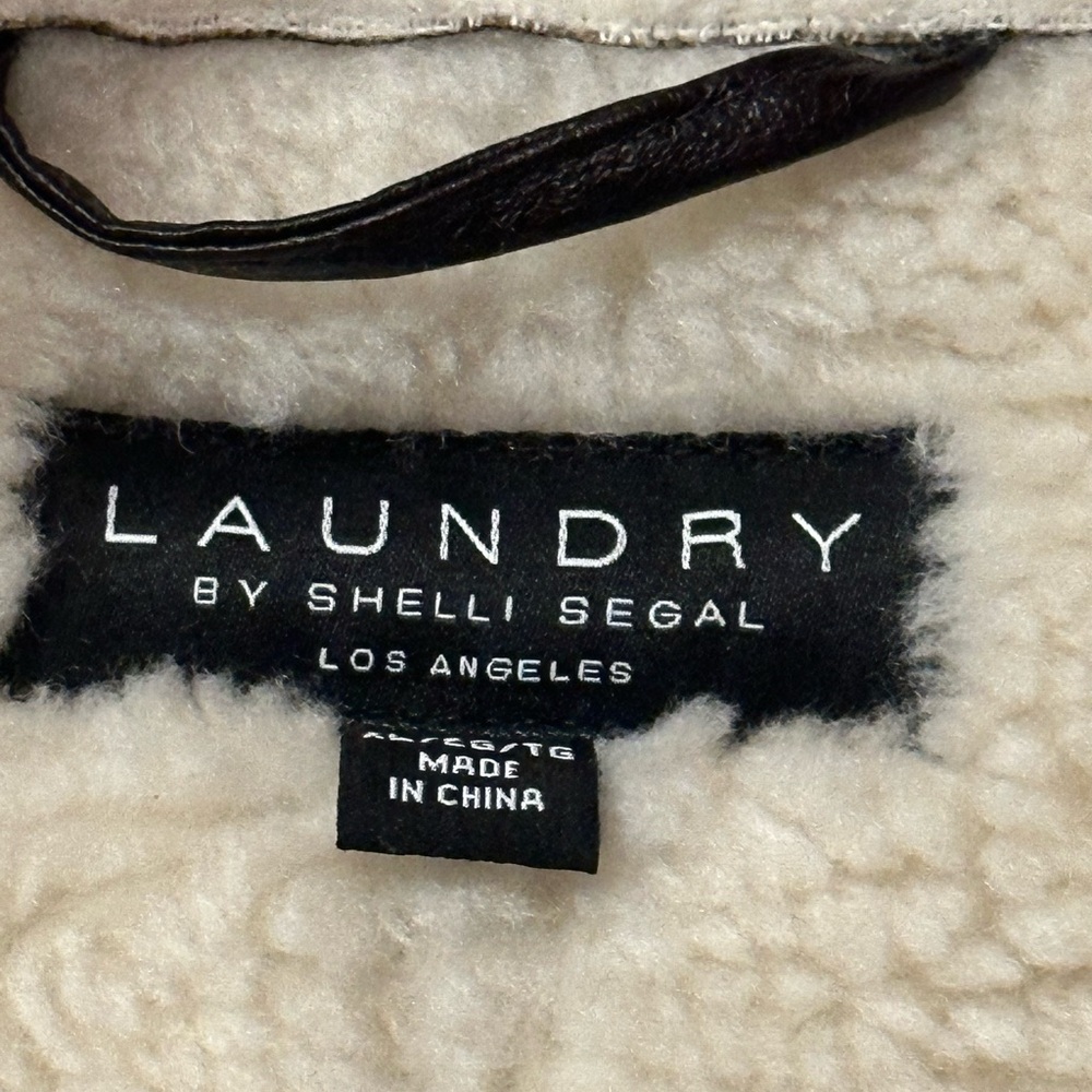 Laundry By Shelli Segal Brown Bomber Jacket with Cream Lining - Picture 8 of 10